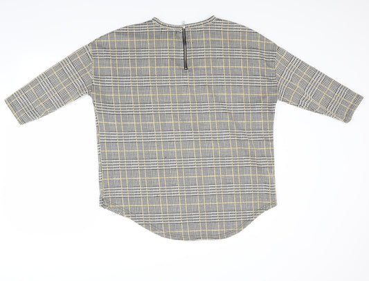 Primark Womens Grey Check Jersey Blouse Size M