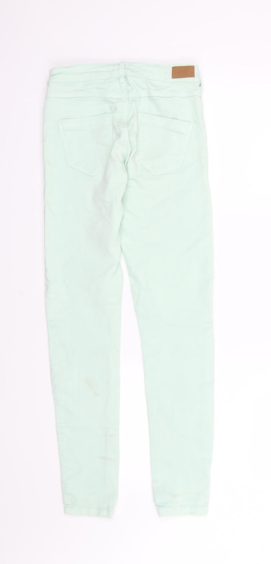 Bershka Womens Green Denim Skinny Jeans Size 8 L29 in
