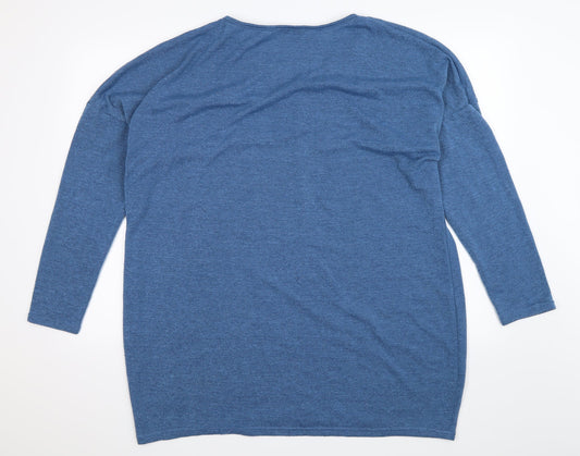 Zanzea Womens Blue Knit Pullover Jumper Size 4XL