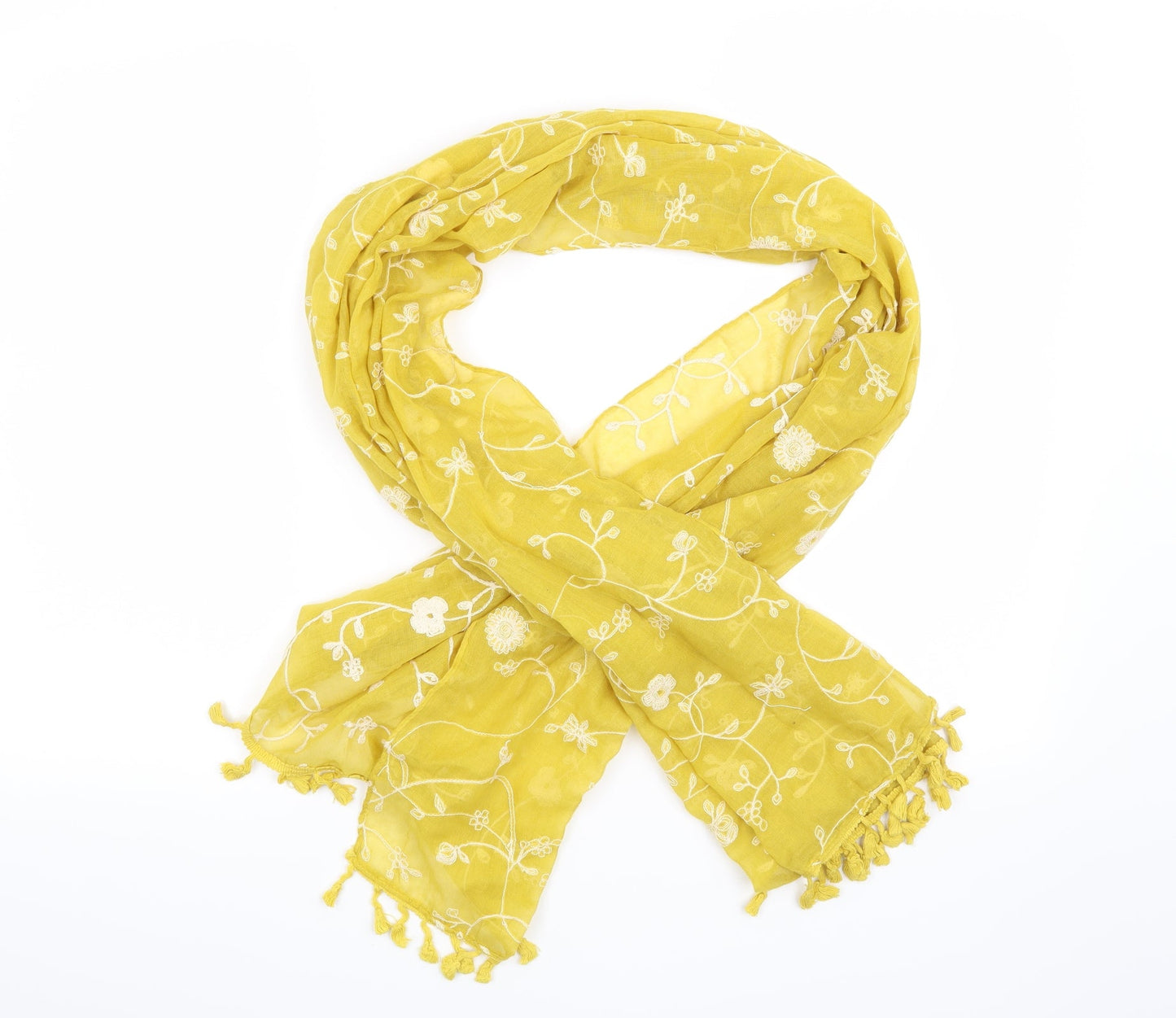 Preworn Womens Yellow Floral Scarf