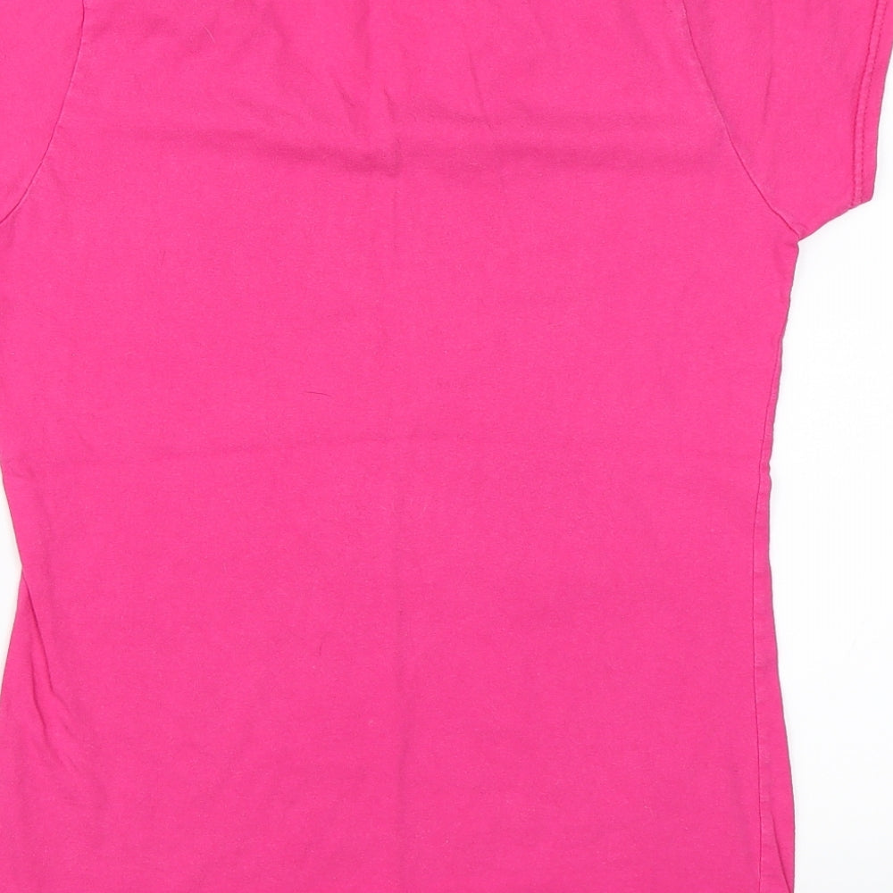 Womens UK Size S Gildan Pink Basic T-Shirt