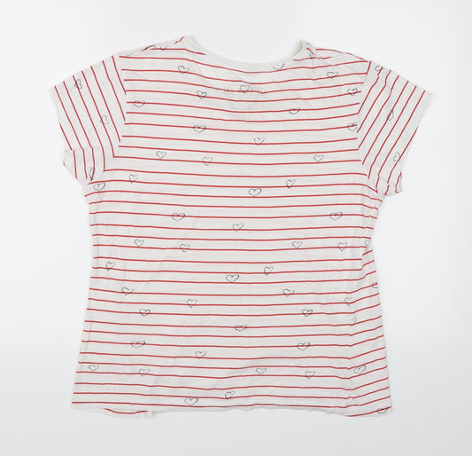 Atmosphere Womens White Striped Basic T-Shirt Size 14