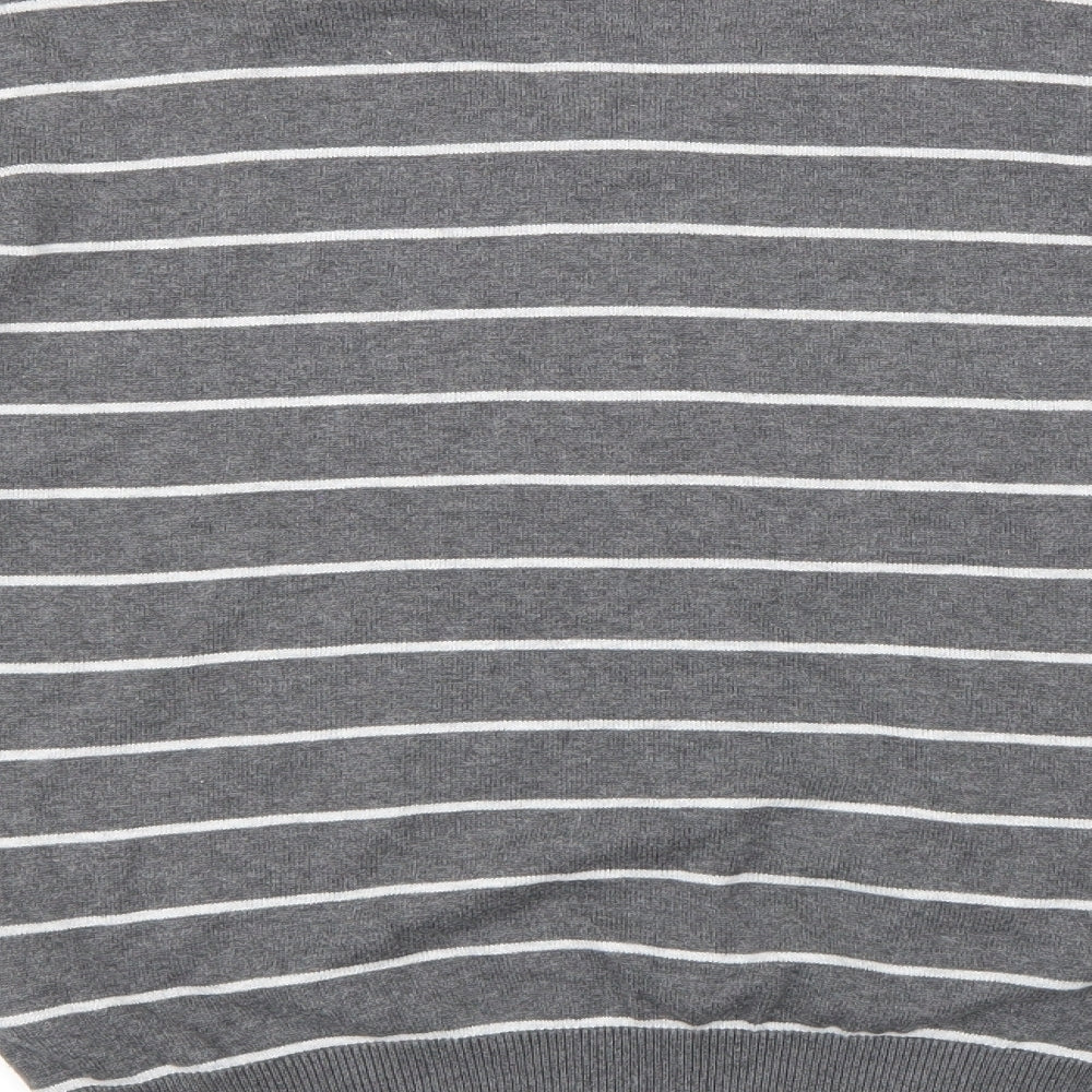 New Look Mens Grey Striped Pullover Jumper Size S