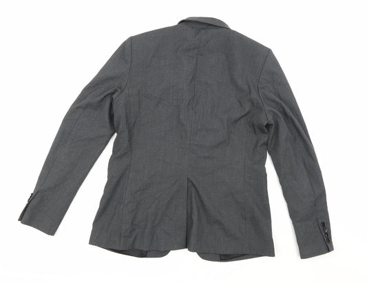 H&M Womens Grey Rayon Jacket Suit Jacket Size 12