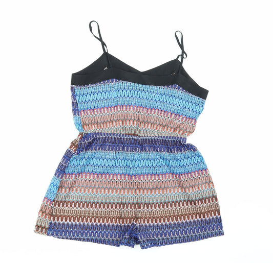 Topshop Womens Blue Striped Playsuit One-Piece Size S