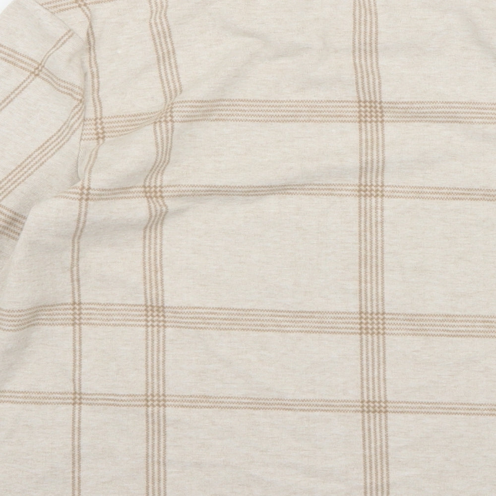 Marks and Spencer Womens Beige Check Knit Pullover Jumper Size 10