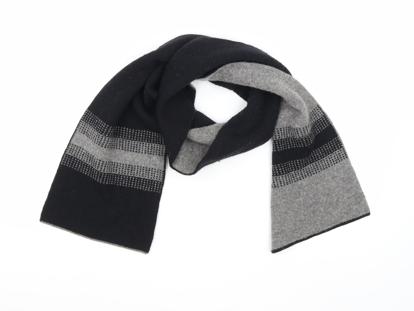 Preworn Mens Black Knit Rectangle Scarf Scarf One Size