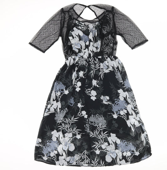 River Island Womens Black Floral Shift Size 8