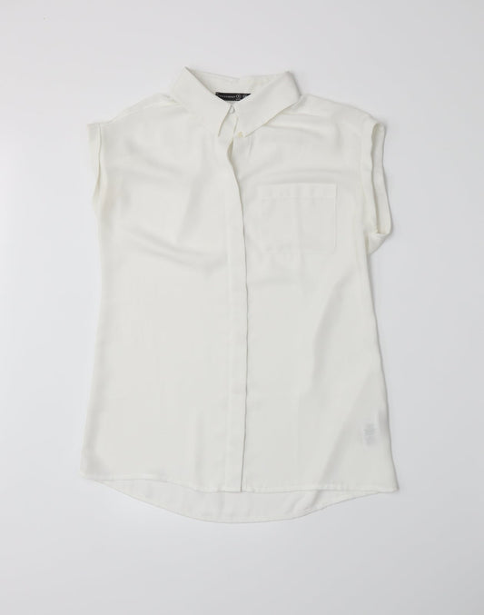 Womens UK Size 8 Atmosphere White Basic Button-Up