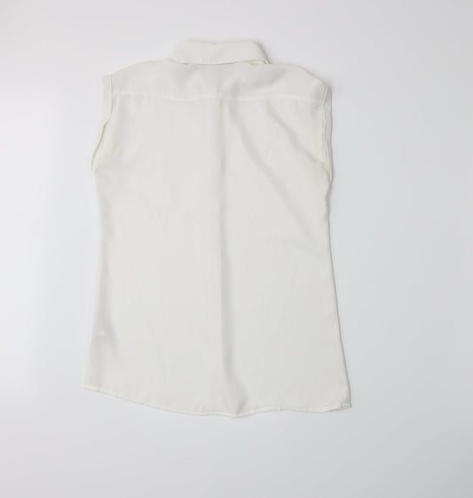 Womens UK Size 8 Atmosphere White Basic Button-Up