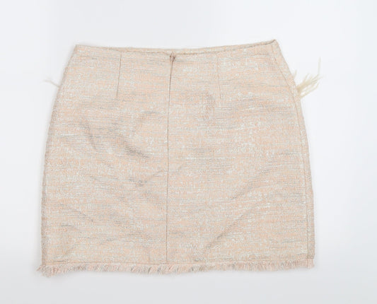 H&M Womens Ivory  Knit Straight & Pencil Skirt Size M  - feather pockets