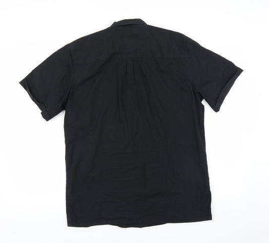 Mens UK Size L Urban Beach Black Button-Up Short Sleeve Casual Shirt