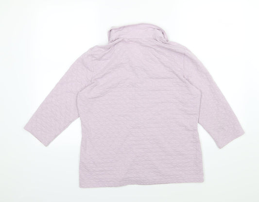 Damart Womens Purple Jersey Basic Button-Up Size 14