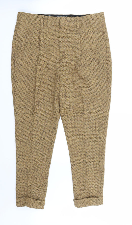 Womens UK Size 32 ASOS Regular Fit Cropped Brown Trousers