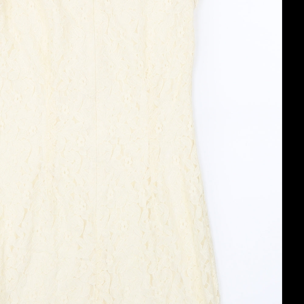 FOREVER 21 Womens Beige Lace A-Line Size M