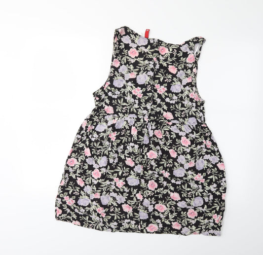 H&M Womens Black Floral Fit & Flare Size 8