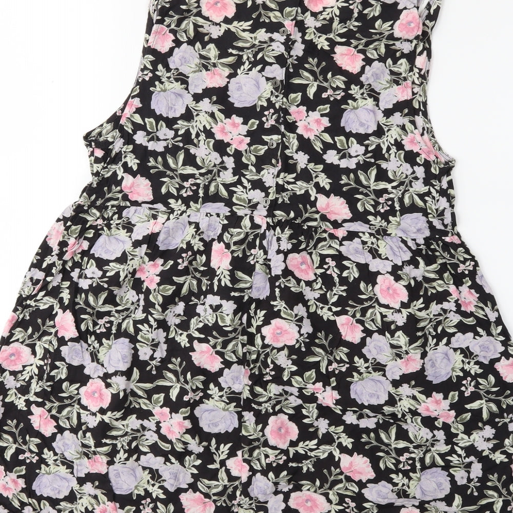 H&M Womens Black Floral Fit & Flare Size 8