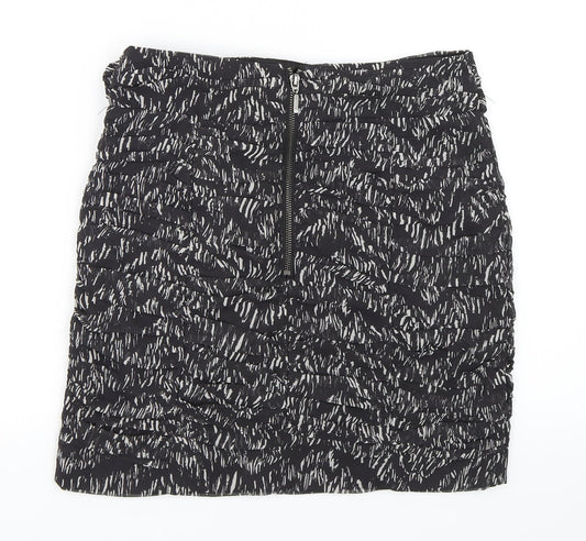 H&M Womens Black Animal Print  Mini Skirt Size 40