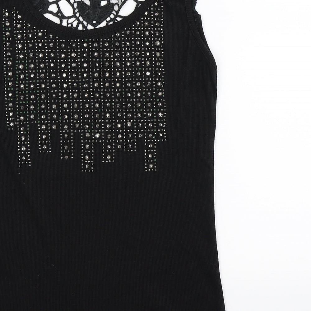Womens UK Size S Preworn Black Basic Tank