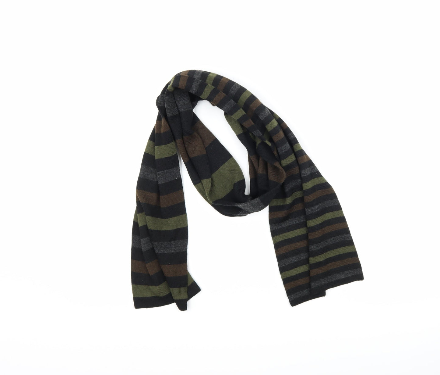 Preworn Mens Brown Striped Scarf One Size