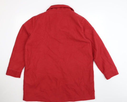 Anne De Lancay Womens Red Fleece Trench Coat Coat Size L