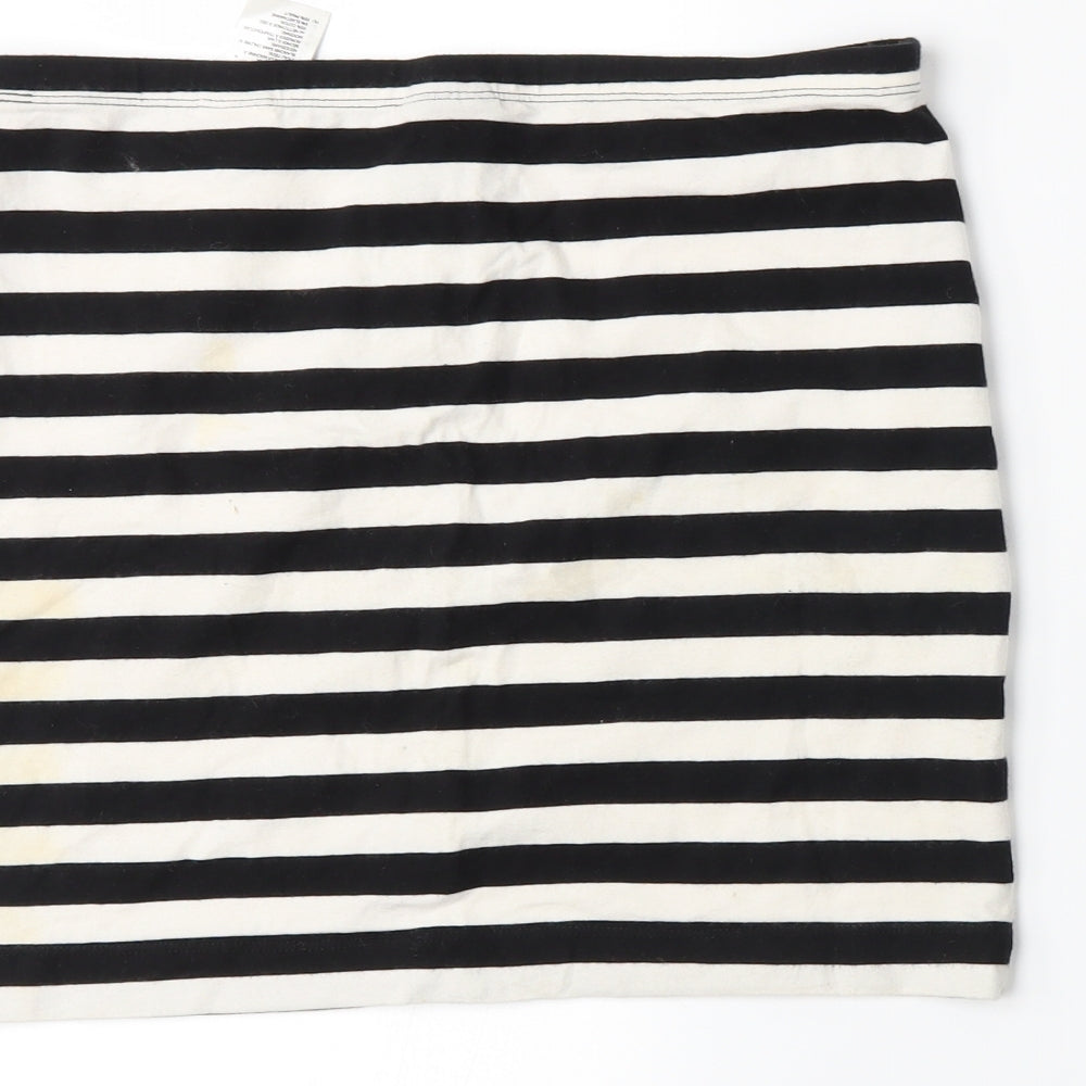 H&M Womens Black Striped A-Line Skirt Size S