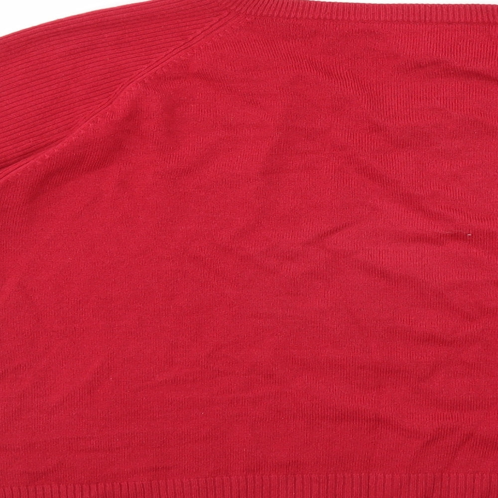 Janique Womens Red Pullover Jumper Size 16
