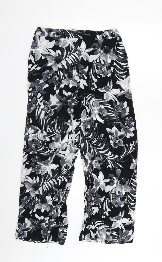 TU Womens Grey Floral Trousers Size 10 L27 in - Short leg