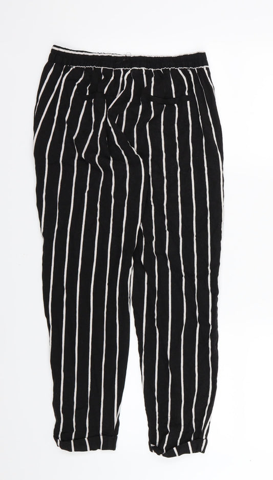 Bershka Womens Black Striped Trousers Size M L24 in