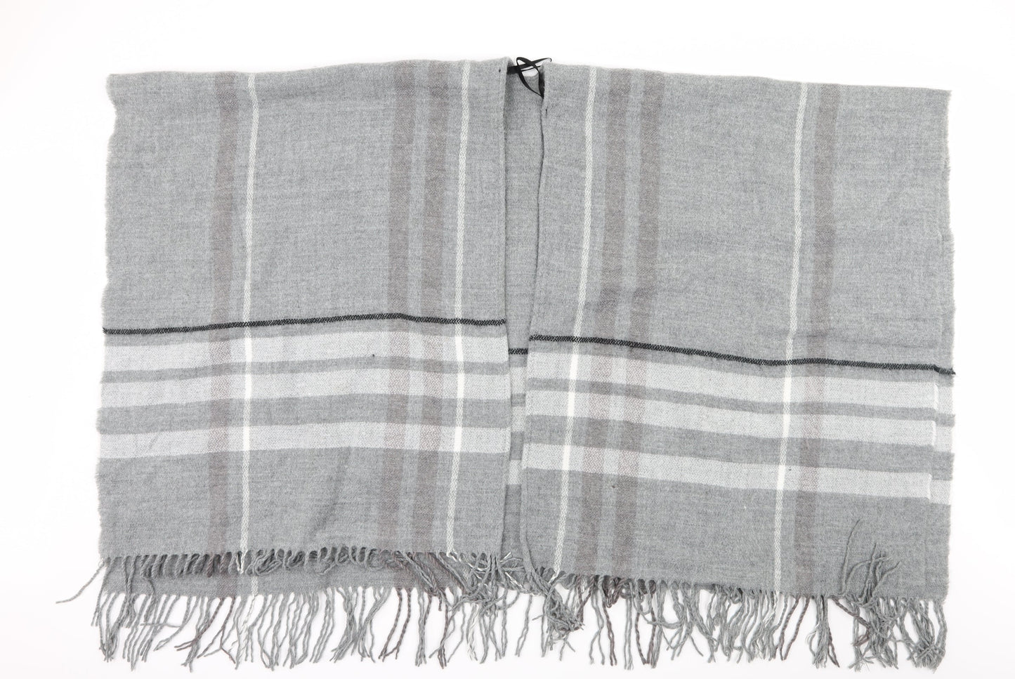 Preworn Womens Grey Striped Knit Shawl/Wrap