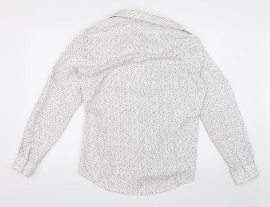 Red Herring Mens White Geometric Dress Shirt Size 42