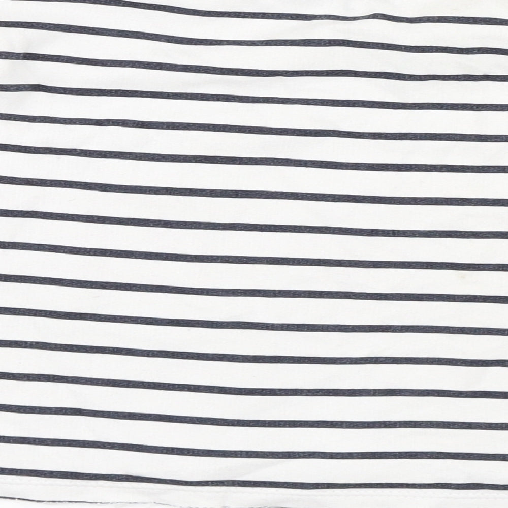 H&M Girls White Striped Pullover Sweatshirt Size 9-10 Years - Cropped Sweatshirt