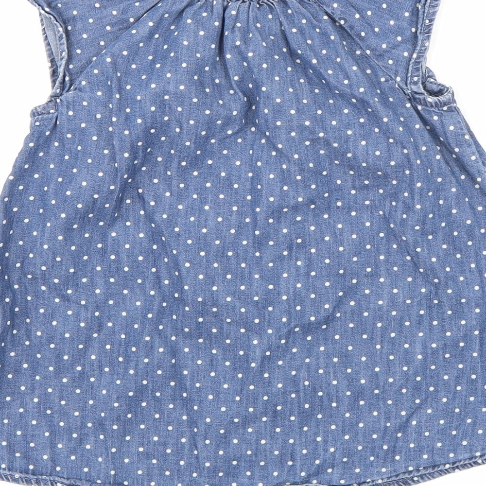 Gap Girls Blue Polka Dot Basic Blouse Size 18-24 Months
