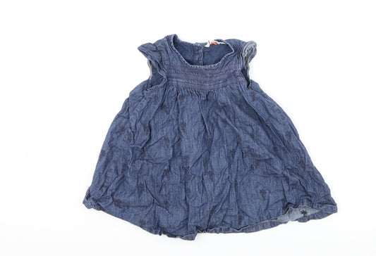 John Lewis Girls Blue Floral Denim A-Line Size 9-12 Months