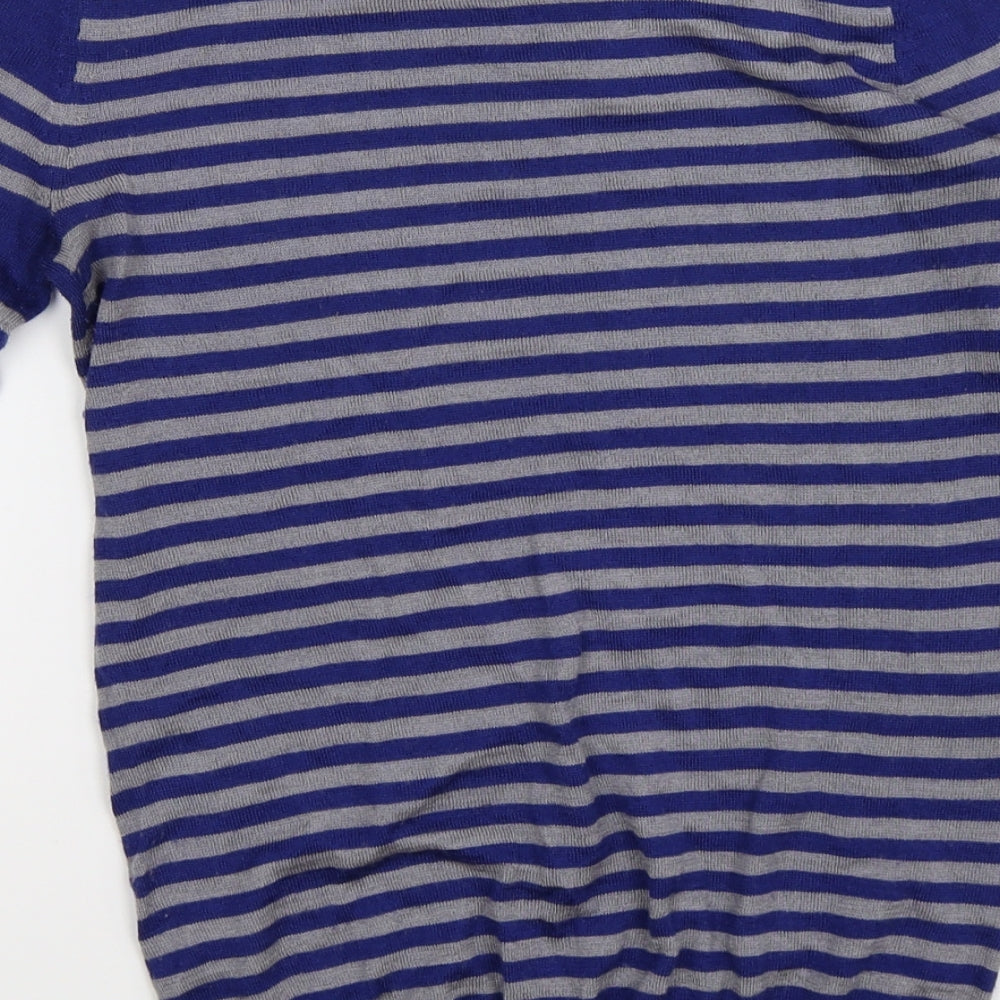Bordeaux Womens Blue Striped Knit Pullover Jumper Size XS