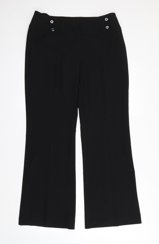 Womens UK Size 12 Debenhams Regular Fit Dress Pants Black Trousers