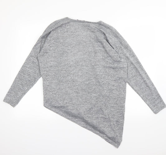 Womens UK Size M Boohoo Grey Wrap Blouse