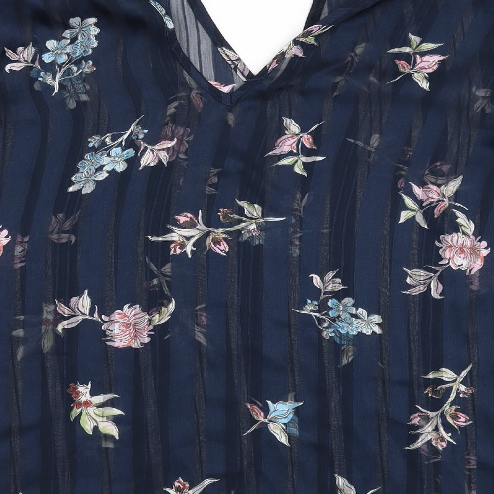 Primark Womens Blue Floral Basic Blouse Size 14