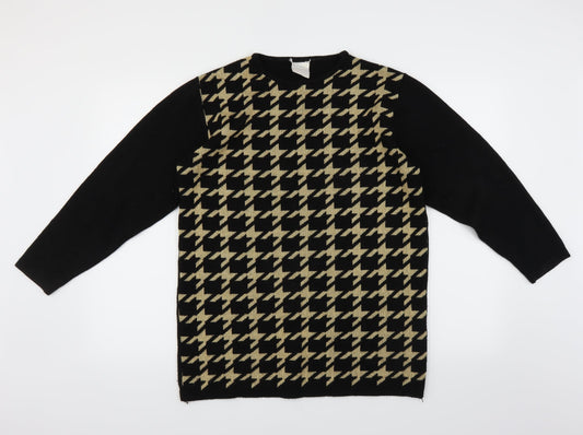 Classics Womens Black Geometric Pullover Jumper Size 12