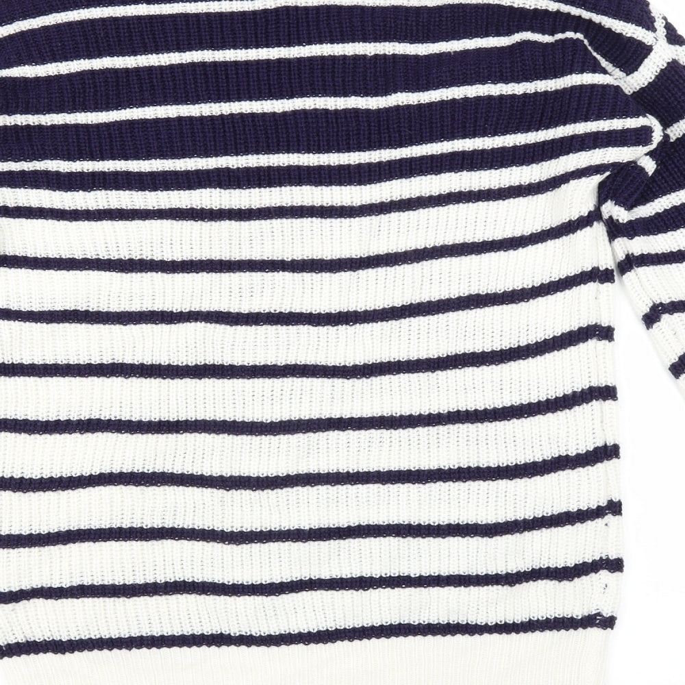 Studio Womens Blue Striped Pullover Jumper Size 8
