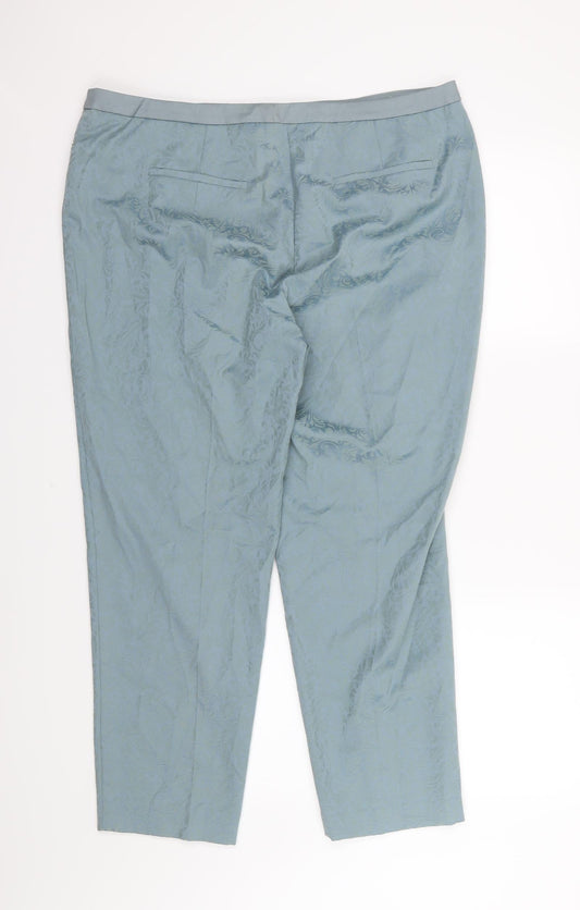 Taifun Womens Blue Floral Trousers Size 20 L27 in