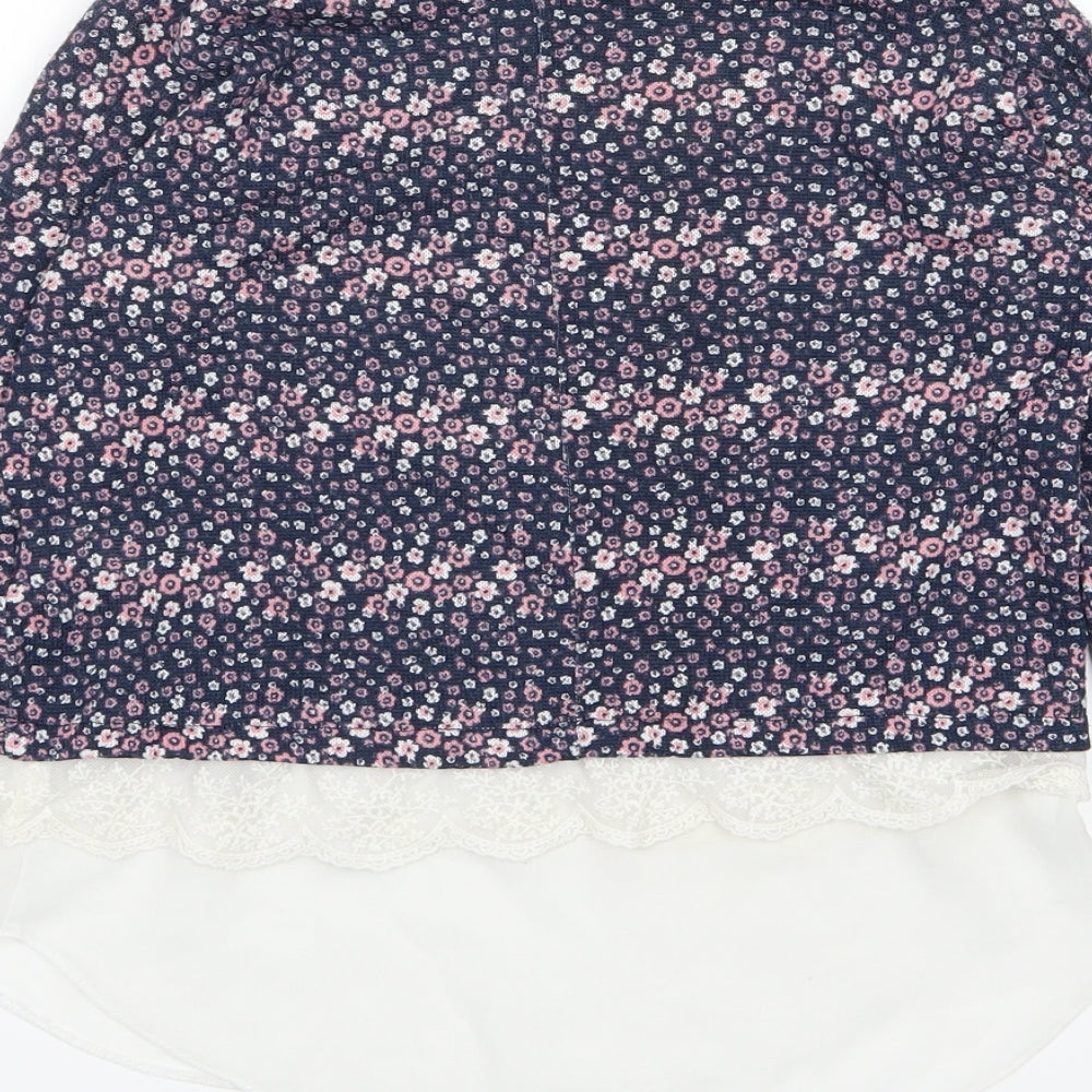 Young Dimension Girls Black Floral Jersey Basic T-Shirt Size 11-12 Years