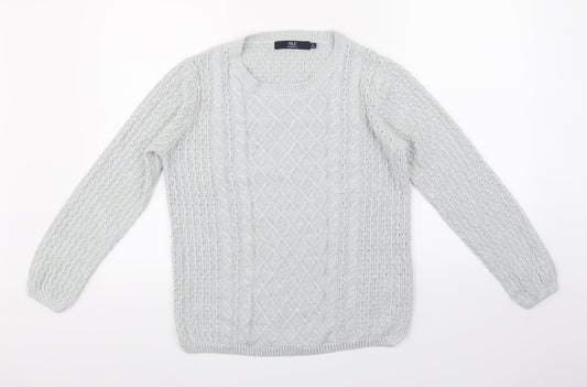 Isle Essentials Womens Grey Knit Pullover Jumper Size S