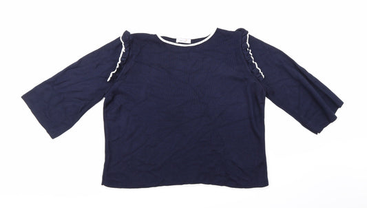 Per Una Womens Blue Knit Pullover Jumper Size 16