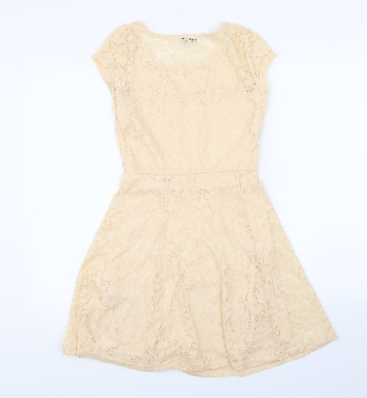 New Look Womens Beige Lace A-Line Size 8