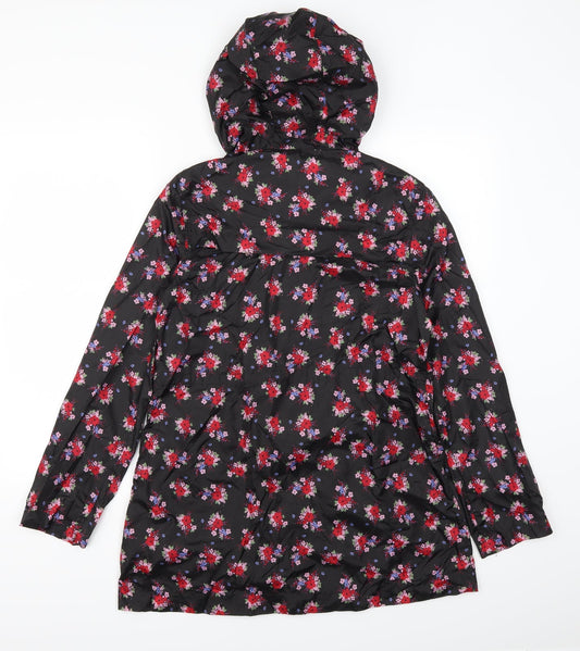 TU Womens Black Floral Anorak Coat Size S
