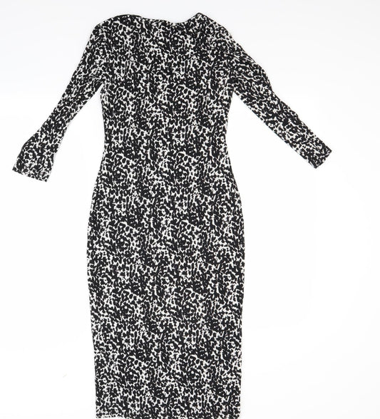 H&M Womens Black Animal Print Bodycon Size XS