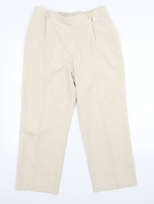 Womens UK Size 14 Preworn Regular Fit Beige Trousers