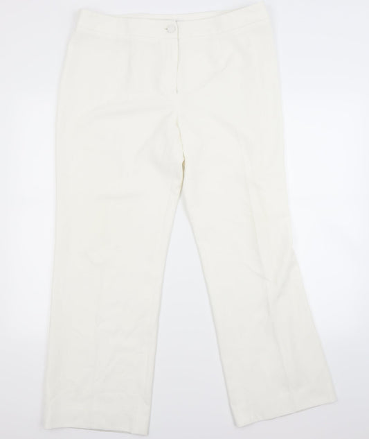 Womens UK Size 16 EWM Regular Fit White Trousers