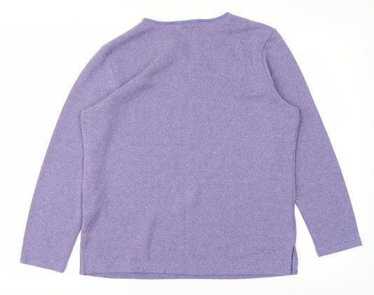 M&Co Womens Purple Basic T-Shirt Size M